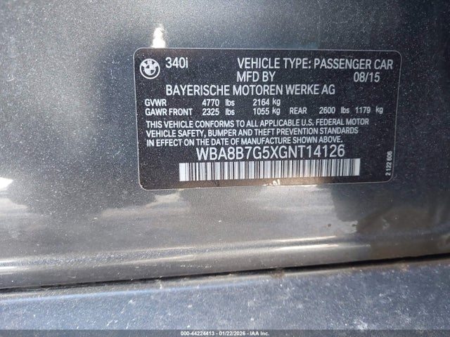 2016 BMW 340I WBA8B7G5XGNT14126 Photo 8