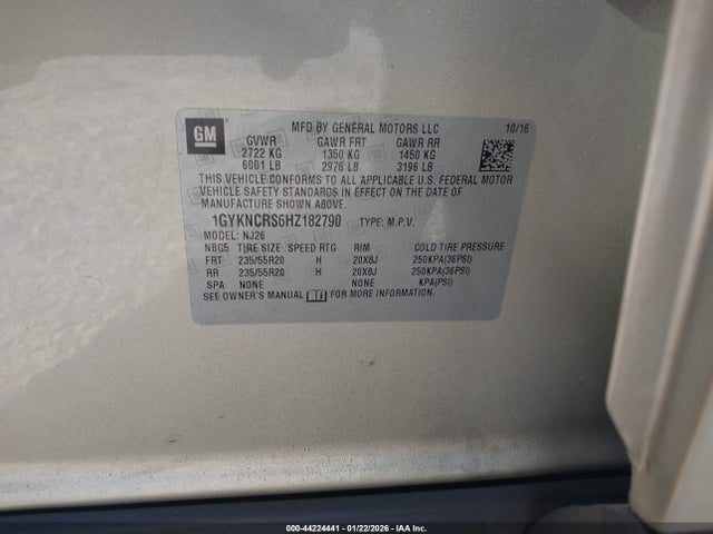 2017 CADILLAC XT5 1GYKNCRS6HZ182790 Photo 8