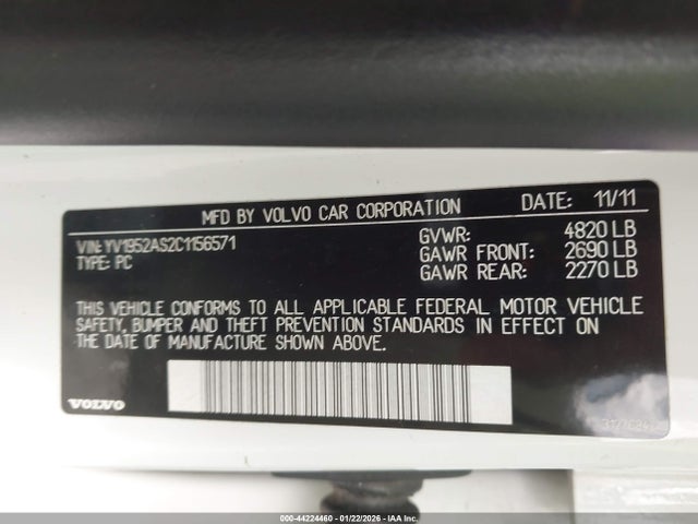 2012 VOLVO S80 YV1952AS2C1156571 Photo 8