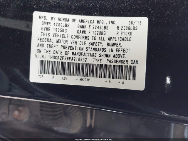 Aukcja sprzedaży 2015 Honda Accord Lx, vin: 1HGCR2F36FA210932, numer aukcji: 44224499