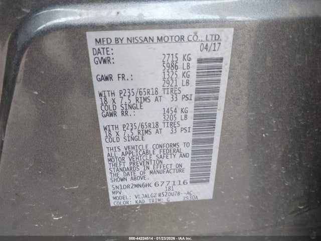 Nissan Pathfinder Sl 2017 5N1DR2MN6HC677116 Image 9