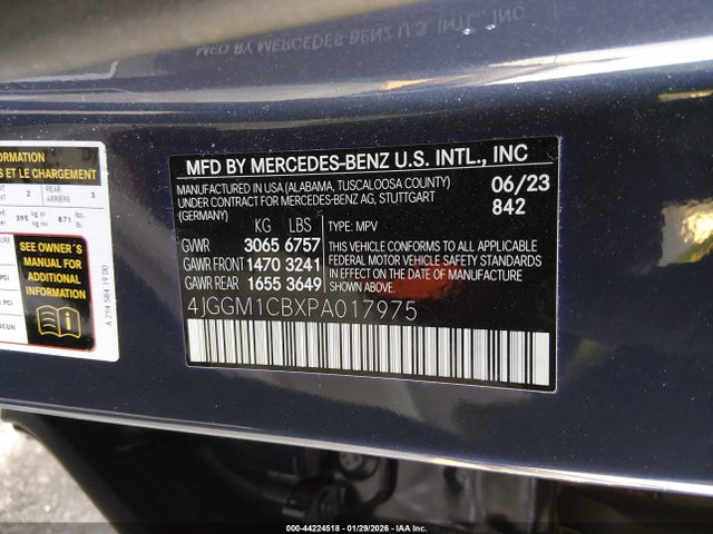 Aukcja sprzedaży 2023 Mercedes-benz Eqe 350 Suv 4matic, vin: 4JGGM1CBXPA017975, numer aukcji: 44224518