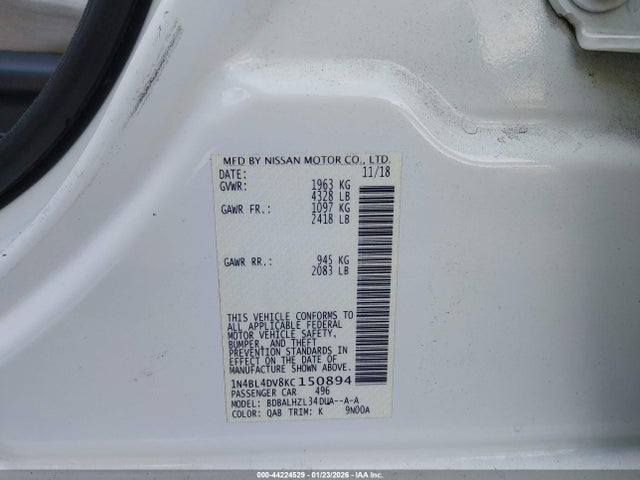 Nissan Altima 2.5 Sv 2019 1N4BL4DV8KC150894 Image 9