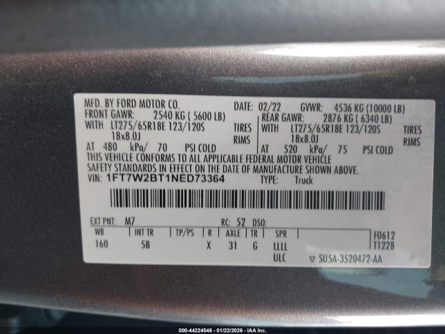 Ford F-250 Lariat 2022 1FT7W2BT1NED73364 Image 9