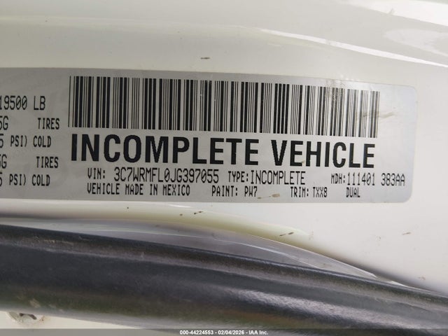 Продажа на аукционе авто 2018 Ram 5500 Chassis Tradesman/slt/laramie, vin: 3C7WRMFL0JG397055, номер лота: 44224553