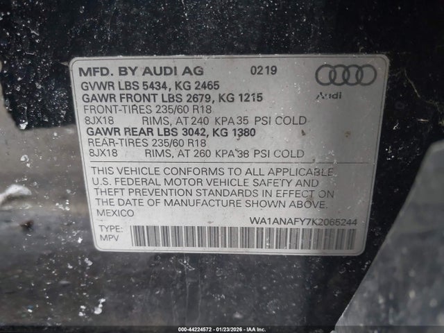 2019 AUDI Q5 WA1ANAFY7K2065244 Photo 8