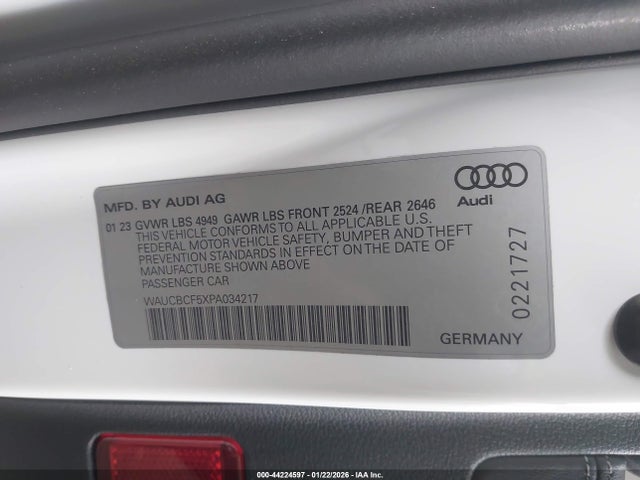 44224597 :رقم المزاد ، WAUCBCF5XPA034217 vin ، 2023 Audi A5 Sportback Premium Plus مزاد بيع