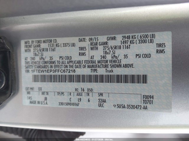 Ford F-150 Xlt 2015 1FTEW1EP3FFC67218 Image 9