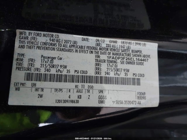 Ford FOCUS SE 2014 1FADP3F26EL164467 Image 9