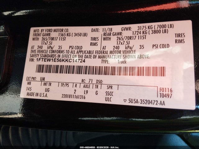 1FTEW1E56KKC14724 Ford F-150 Xlt