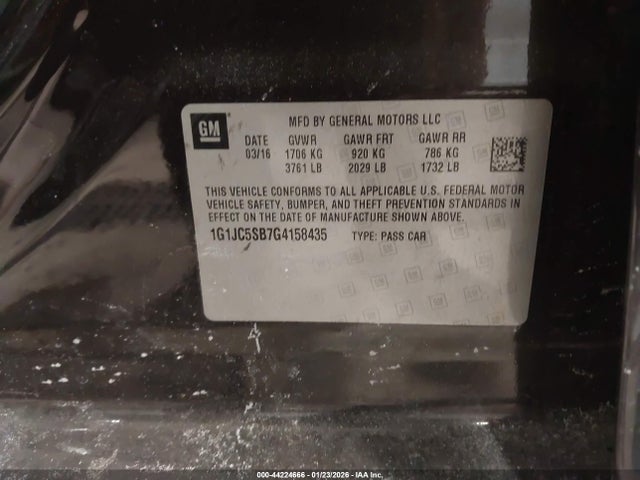 1G1JC5SB7G4158435 Chevrolet Sonic Lt Auto