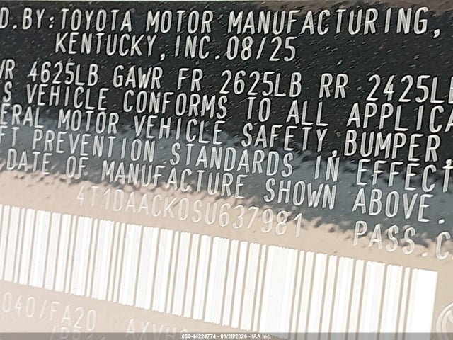 2025 TOYOTA CAMRY 4T1DAACK0SU637981 Photo 8