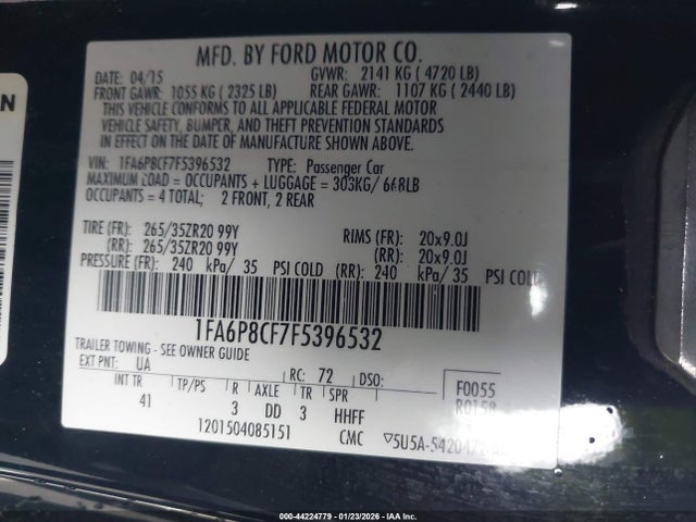 Ford Mustang Gt Premium 2015 1FA6P8CF7F5396532 Image 9