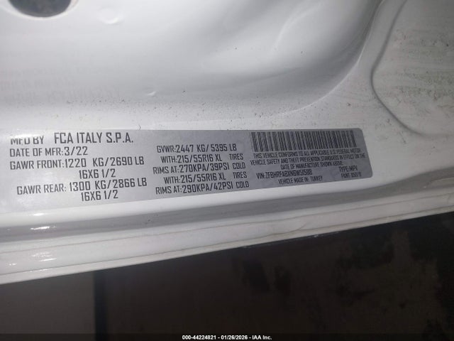 Продажа на аукционе авто 2022 Ram Promaster City Cargo Van, vin: ZFBHRFABXN6W51588, номер лота: 44224821