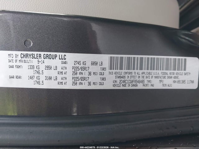 44224879 :رقم المزاد ، 2C4RC1CG0FR546485 vin ، 2015 Chrysler Town & Country Touring-l مزاد بيع