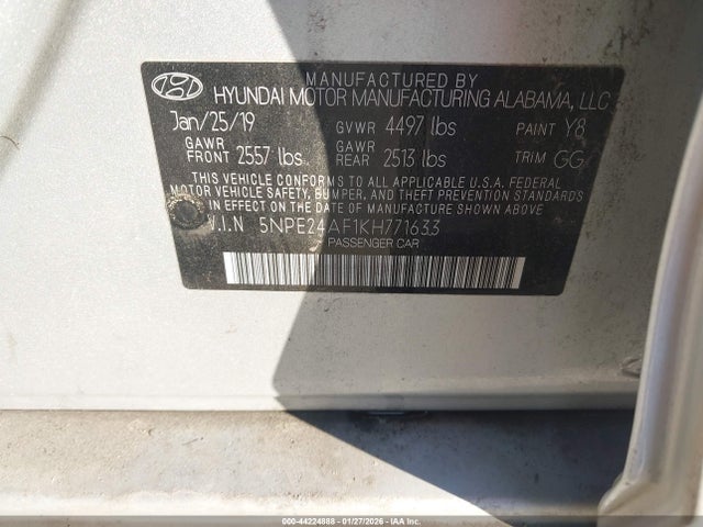 5NPE24AF1KH771633 Hyundai SONATA SE