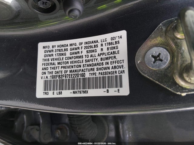 2014 Honda Civic Ex-l მანქანა იყიდება აუქციონზე, vin: 19XFB2F97EE220160, აუქციონის ნომერი: 44224894