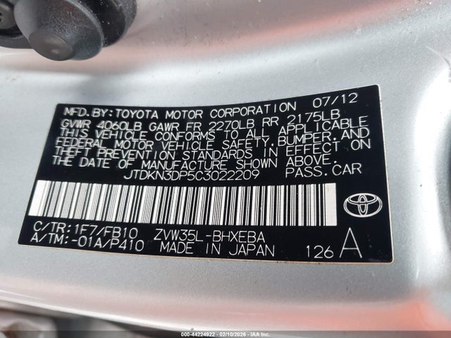 Продаж на аукціоні авто 2012 Toyota Prius Plug-in, vin: JTDKN3DP5C3022209, номер лоту: 44224922