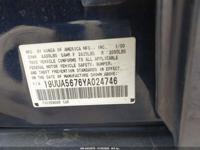 2000 ACURA TL 19UUA5676YA024746 Photo 8