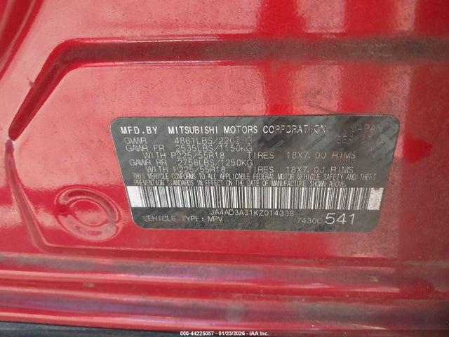 2019 MITSUBISHI OUTLANDER JA4AD3A31KZ014338 Photo 8