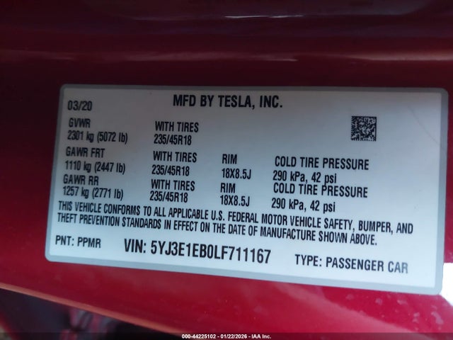 2020 TESLA MODEL 3 5YJ3E1EB0LF711167 Photo 8