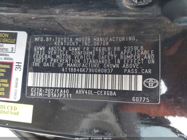 Aukcja sprzedaży 2009 Toyota Camry Hybrid, vin: 4T1BB46K79U080837, numer aukcji: 44225181
