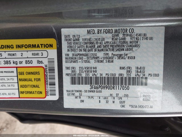 2013 FORD FUSION 3FA6P0H90DR117050 Photo 8