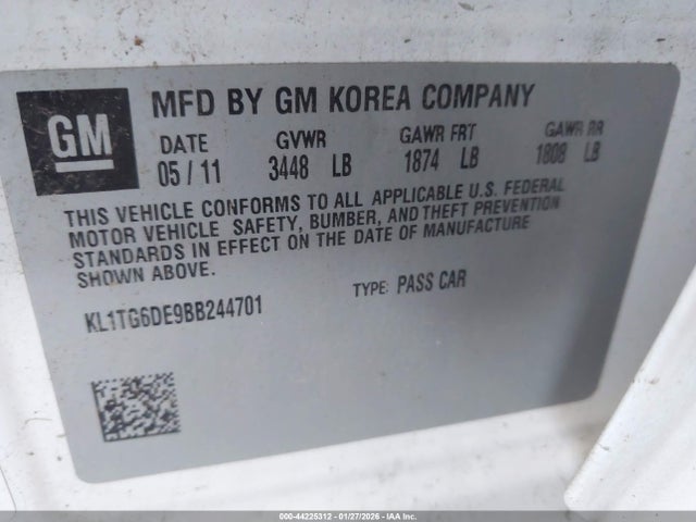 2011 CHEVROLET AVEO KL1TG6DE9BB244701 Photo 8