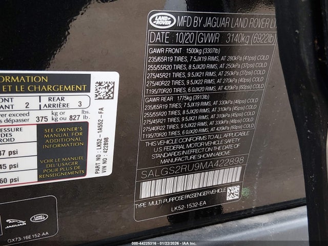 Land Rover Range Rover Westminster 2021 SALGS2RU9MA422898 Image 9