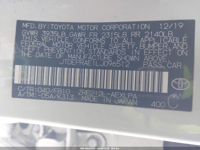 JTDEPRAE1LJ096512 Toyota COROLLA LE