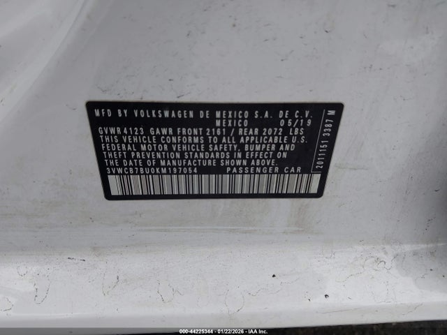 3VWCB7BU0KM197054 Volkswagen Jetta 1.4t R-line/1.4t S/1.4t Se