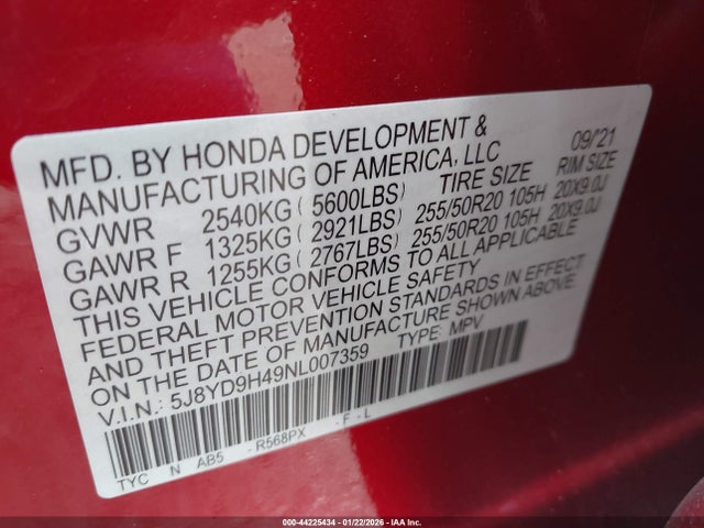 2022 ACURA MDX 5J8YD9H49NL007359 Photo 8