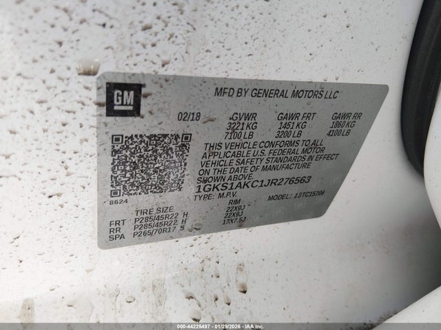 Aukcja sprzedaży 2018 Gmc Yukon Sle, vin: 1GKS1AKC1JR276563, numer aukcji: 44225497