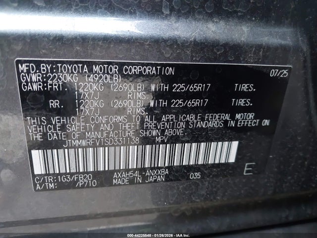 JTMMWRFV1SD331138 Toyota Rav4 Hybrid Le
