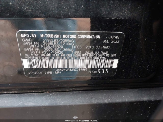 2022 MITSUBISHI OUTLANDER JA4J4UA82NZ084985 Photo 8