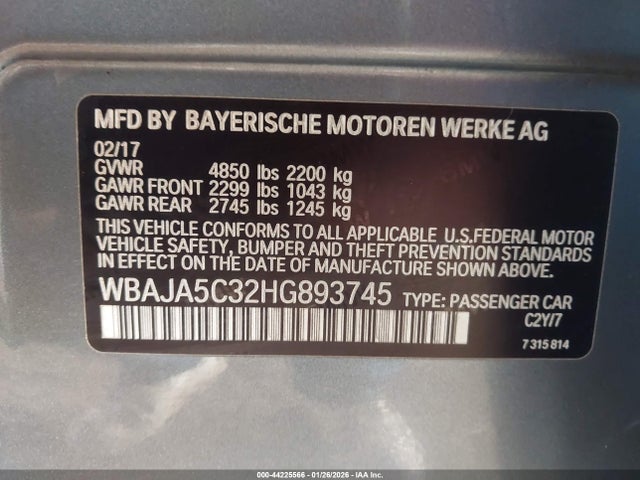 WBAJA5C32HG893745 BMW 530I