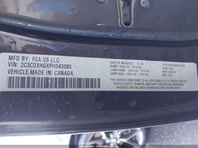 2C3CDXHGXPH543085 Dodge CHARGER GT