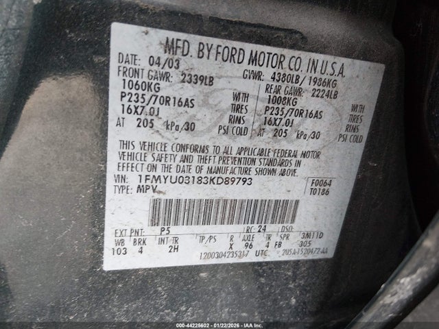2003 FORD ESCAPE 1FMYU03183KD89793 Photo 8