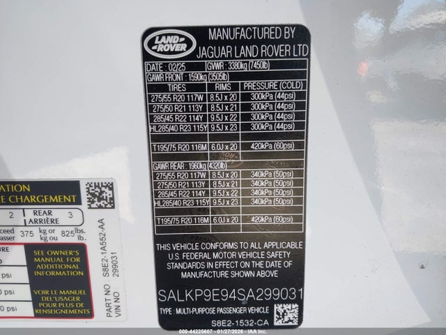 SALKP9E94SA299031 Land Rover Range Rover P530 Se