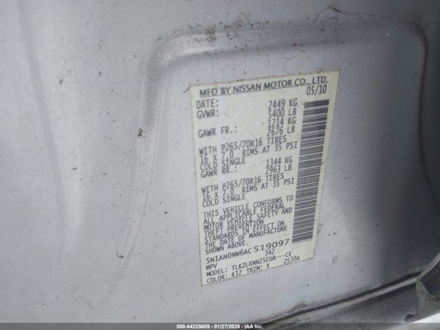 2010 NISSAN XTERRA 5N1AN0NW6AC519097 Photo 8