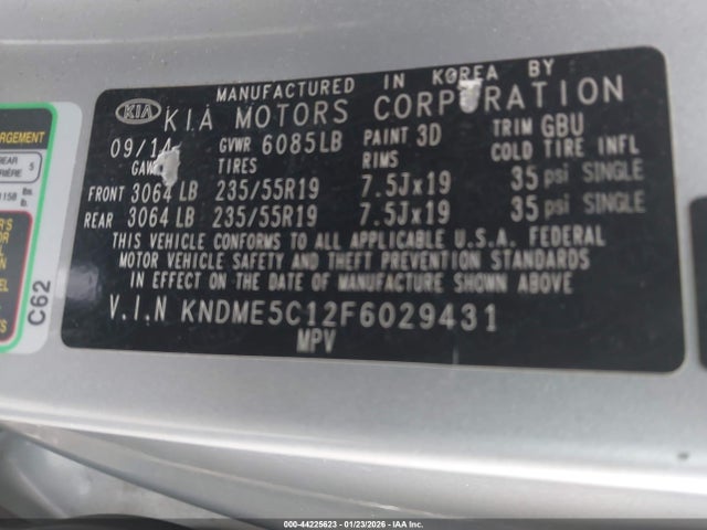 KNDME5C12F6029431 KIA Sedona Sx Luxury
