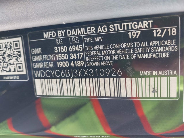 WDCYC6BJ3KX310926 Mercedes-Benz G 550 4matic