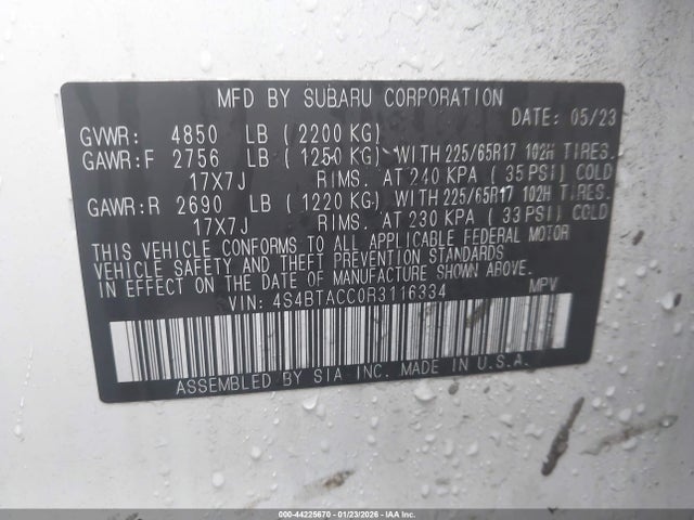 4S4BTACC0R3116334 Subaru Outback Premium