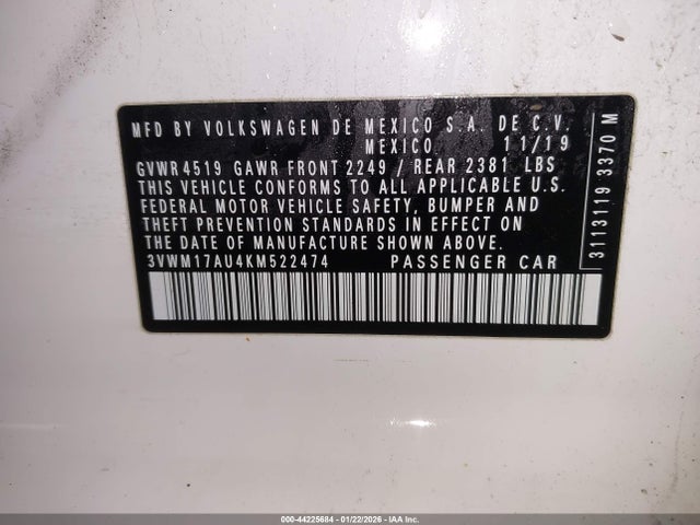 Продаж на аукціоні авто 2019 Volkswagen Golf Alltrack Tsi S/tsi Se/tsi Sel, vin: 3VWM17AU4KM522474, номер лоту: 44225684