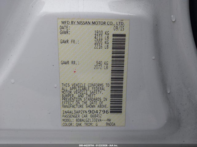 1N4AL3AP2FN904796 Nissan Altima 2.5 S
