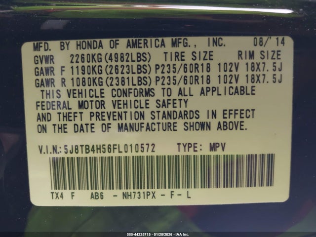 2015 ACURA RDX 5J8TB4H56FL010572 Photo 8