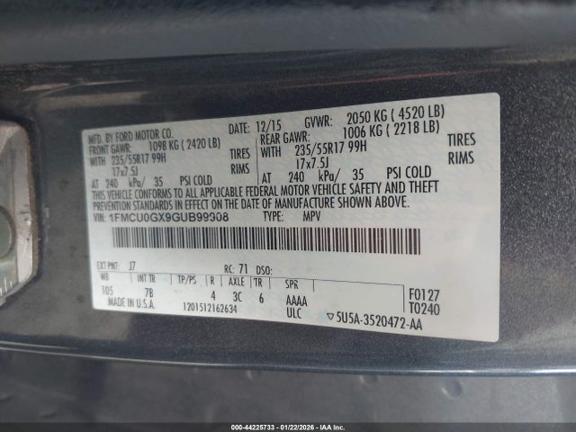 1FMCU0GX9GUB99908 Ford ESCAPE SE
