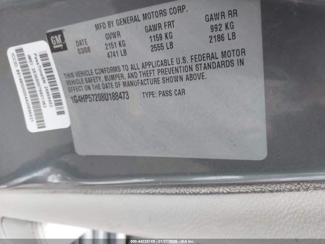 Продажа на аукционе авто 2008 Buick Lucerne Cx, vin: 1G4HP57208U188473, номер лота: 44225749