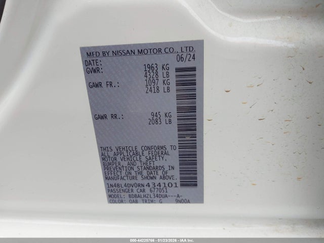 1N4BL4DV0RN434101 Nissan Altima Sv Fwd