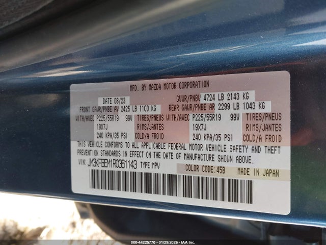 Продаж на аукціоні авто 2024 Mazda Cx-5 2.5 S Premium Plus, vin: JM3KFBEM1R0361143, номер лоту: 44225770